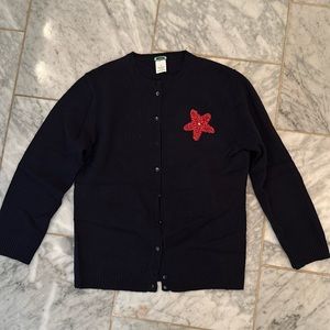 Vintage JCrew cashmere beaded starfish cardigan